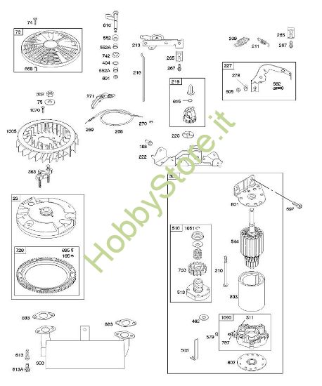 E - Comandi, dispositivo di avviamento elettrico, sistema di scarico, volano, molla regolatore B&S - 40 €¦ 405777-0113-E1 brand Stihl